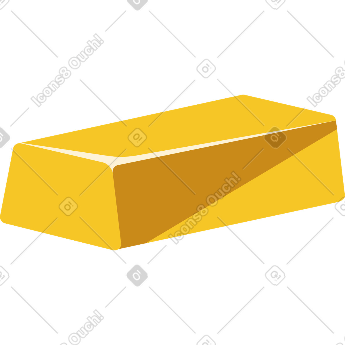 Gold bar illustration depicting a valuable asset in clipart PNG, SVG, GIF
