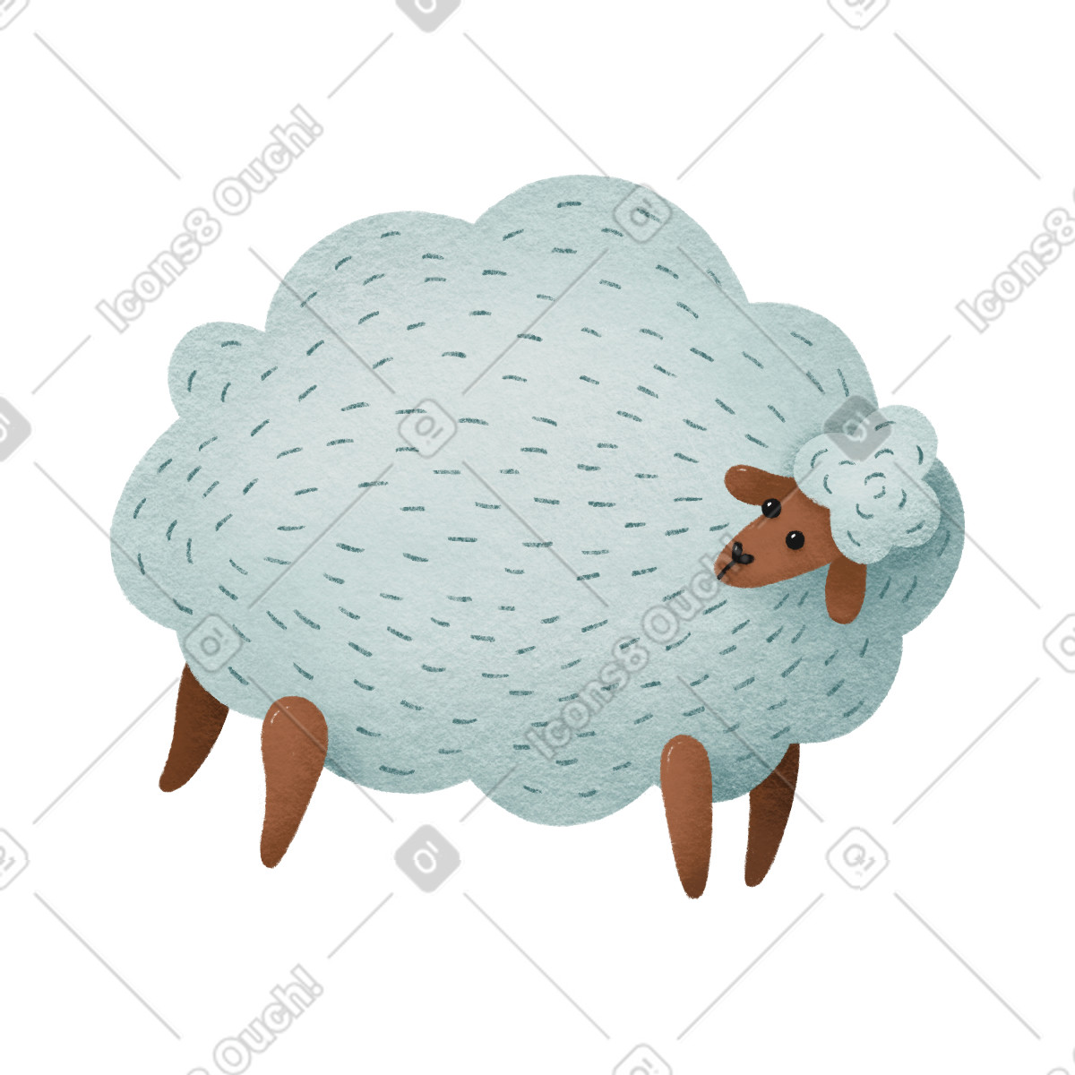 Ilustración Sheep en estilo Woolly a descargar en PNG y SVG