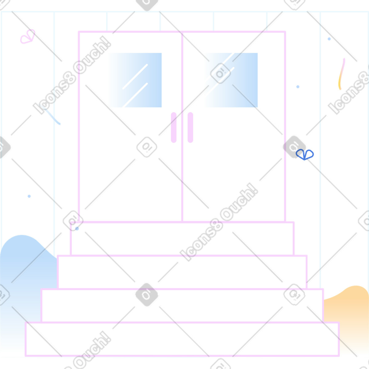 Ilustração de Striped background with school door em no estilo Marginalia para baixar em PNG, SVG