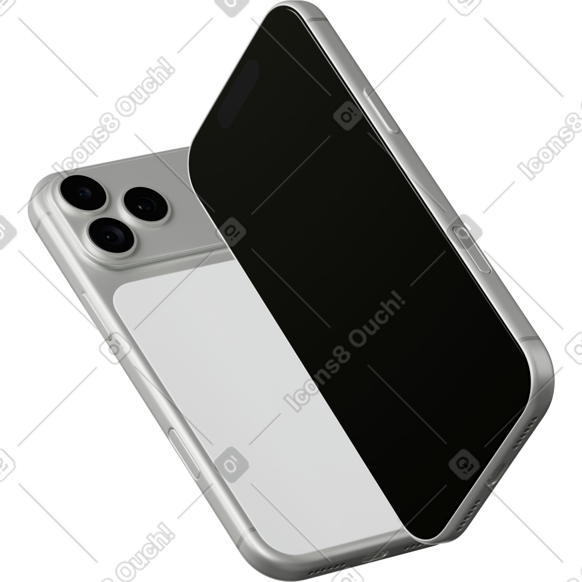 3D Business スタイルの シルバーのiphone のイラストをPNG、SVG形式でダウンロード