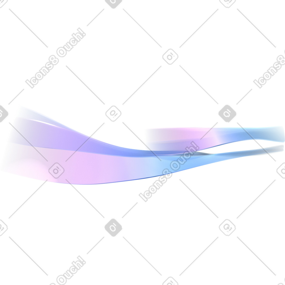 Nastri deformati pastello illustrazione in stile 3D Glassy scarica in PNG, SVG