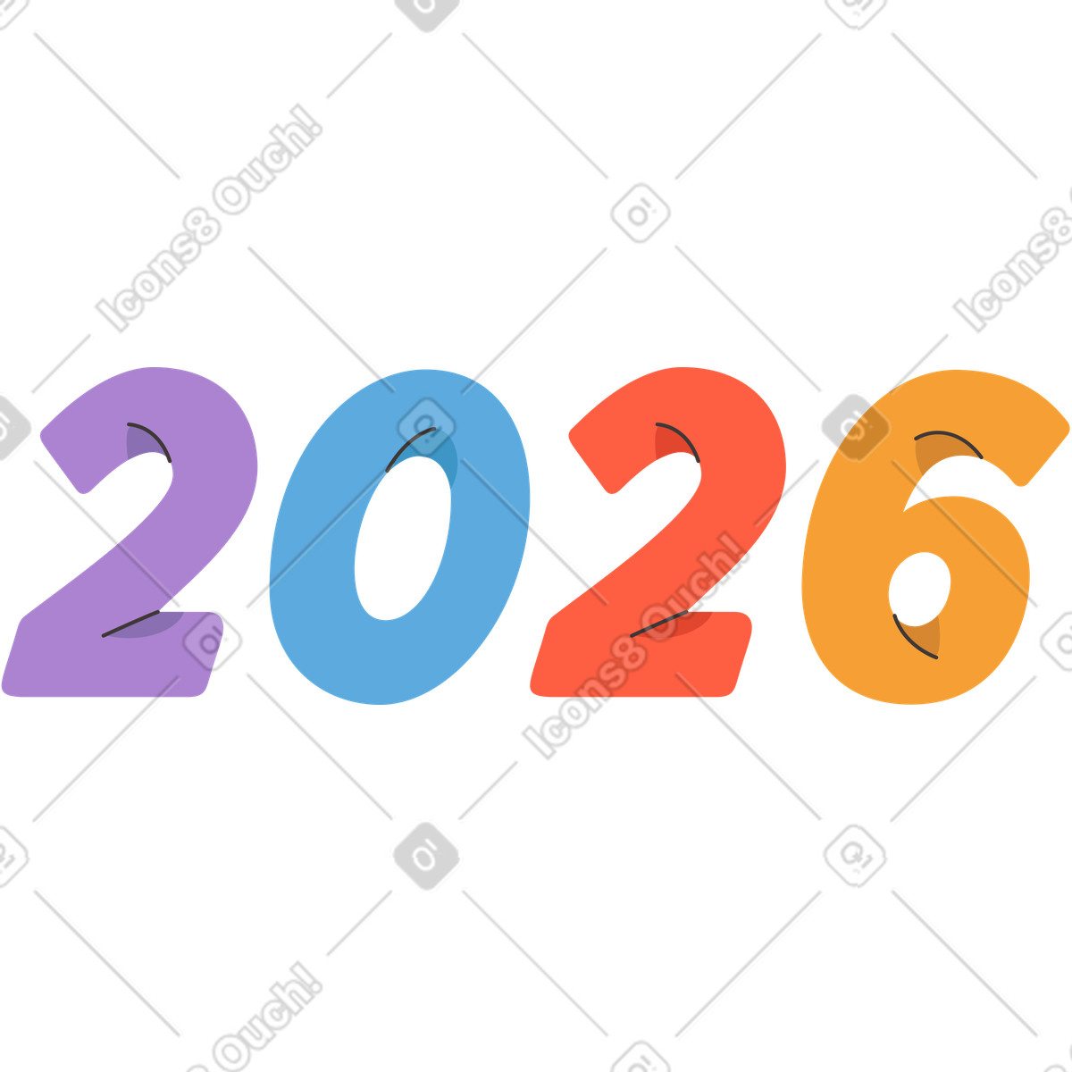 Anno ventiventisei illustrazione in stile Dizzy scarica in PNG, SVG