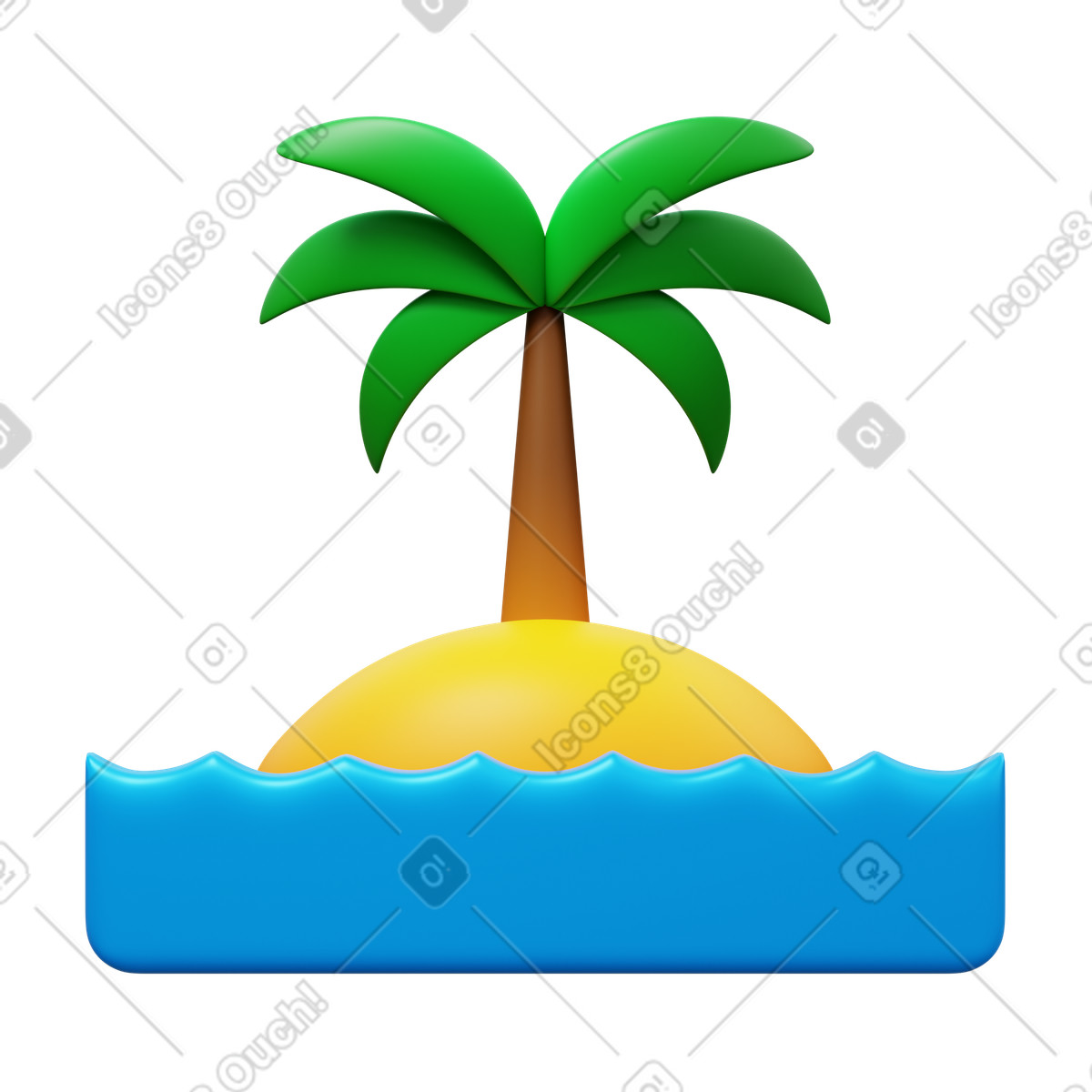 Island on water illustration in 3D Fluency style download in PNG, SVG