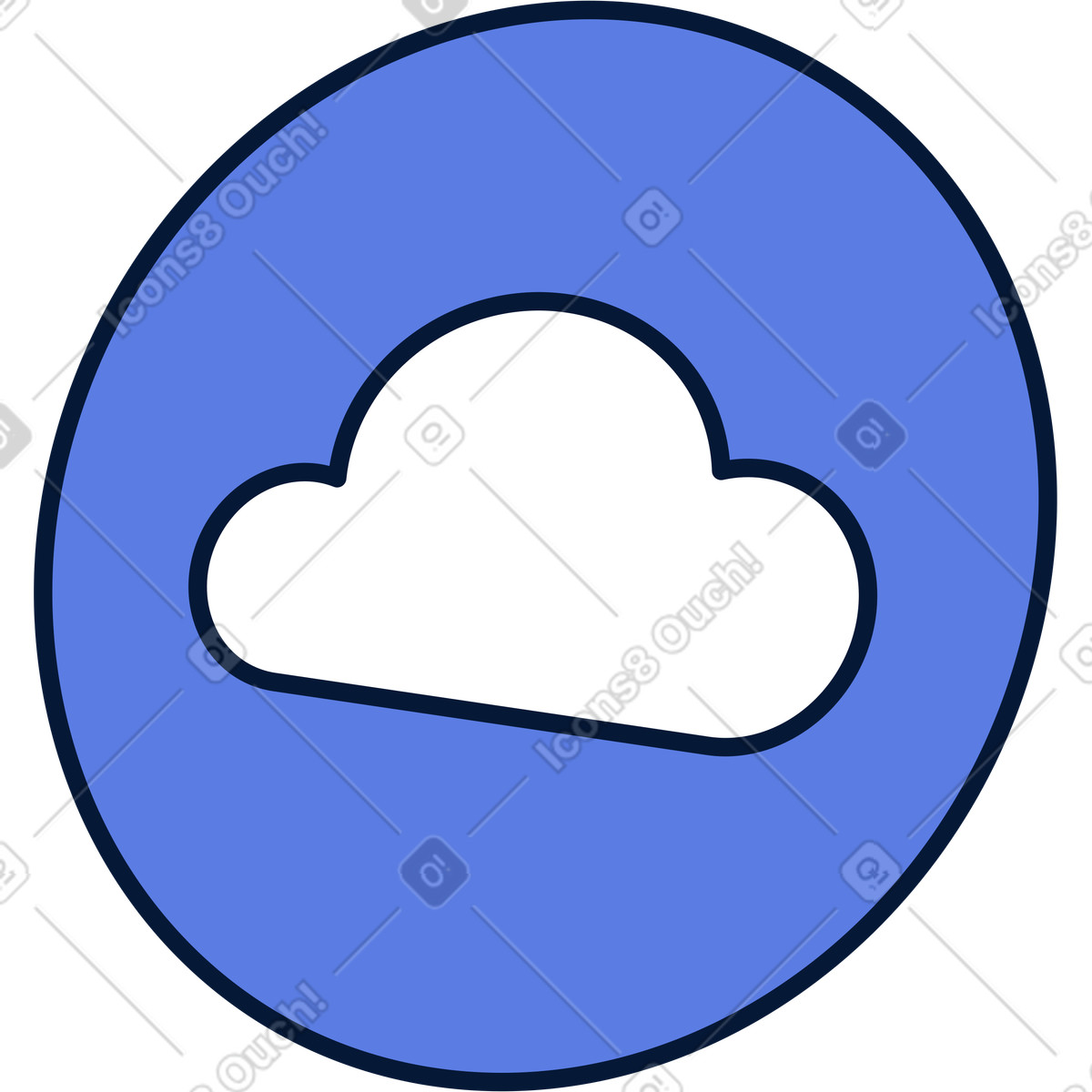 Cloud storage icon in circle illustration Neat style download PNG, SVG
