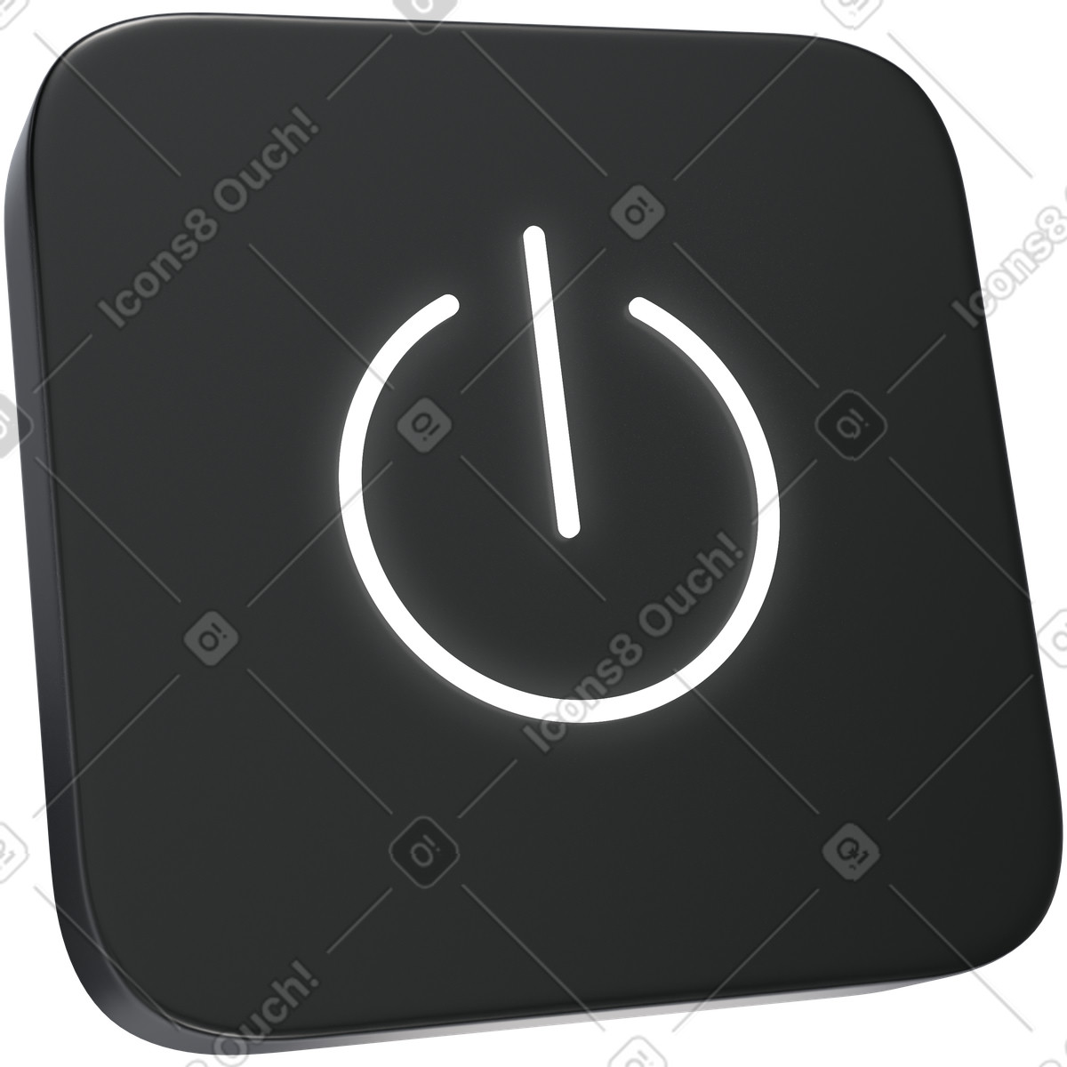 Power Button Icon, Device Activation Control, Interface Component illustration in 3D Pro style download in PNG, SVG