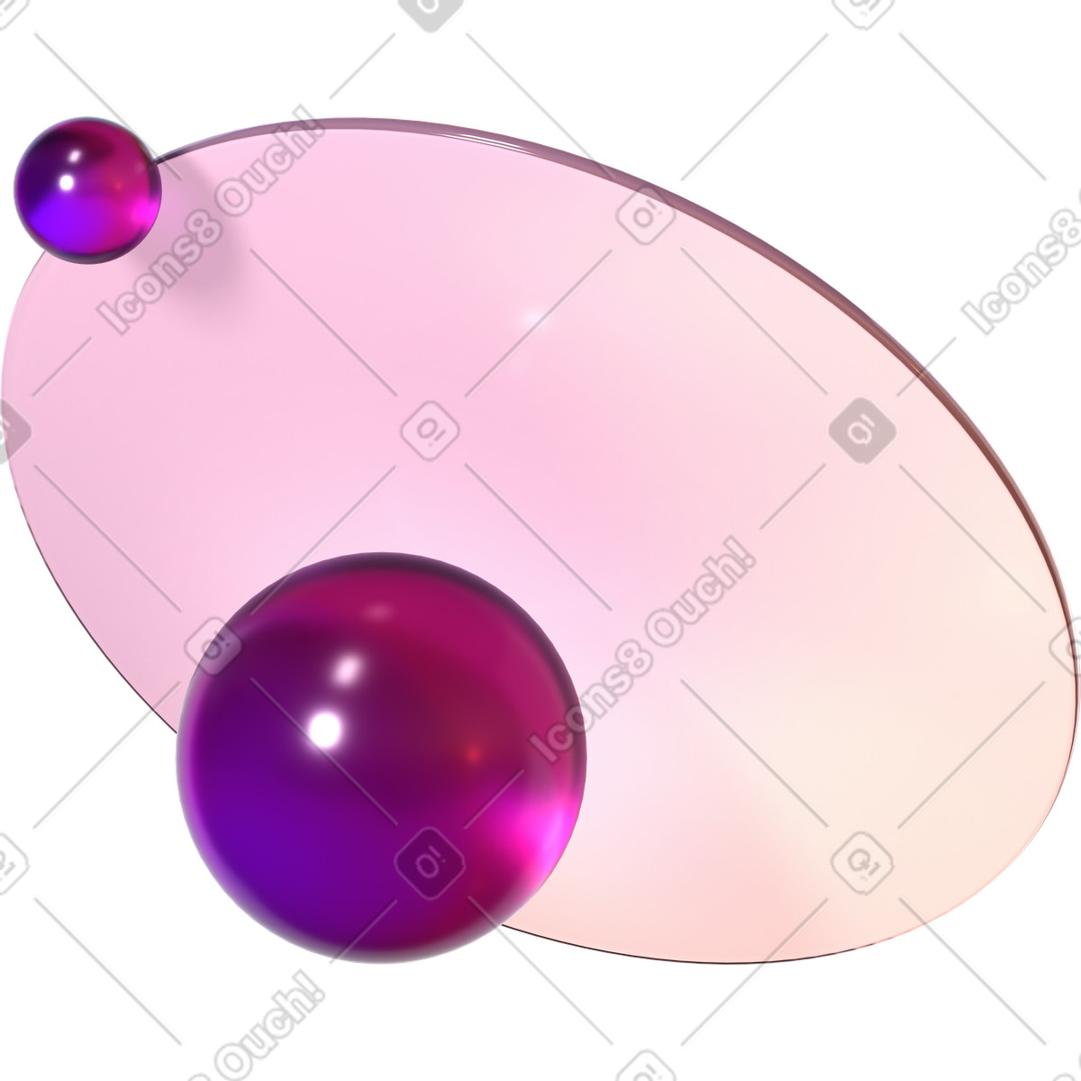Gradient disk and transparent spheres illustration in PNG, SVG