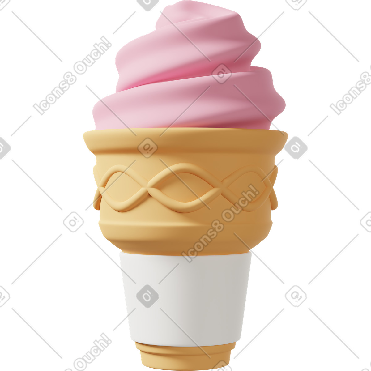 Ilustração de Strawberry ice cream mockup em no estilo 3D Casual life para baixar em PNG, SVG