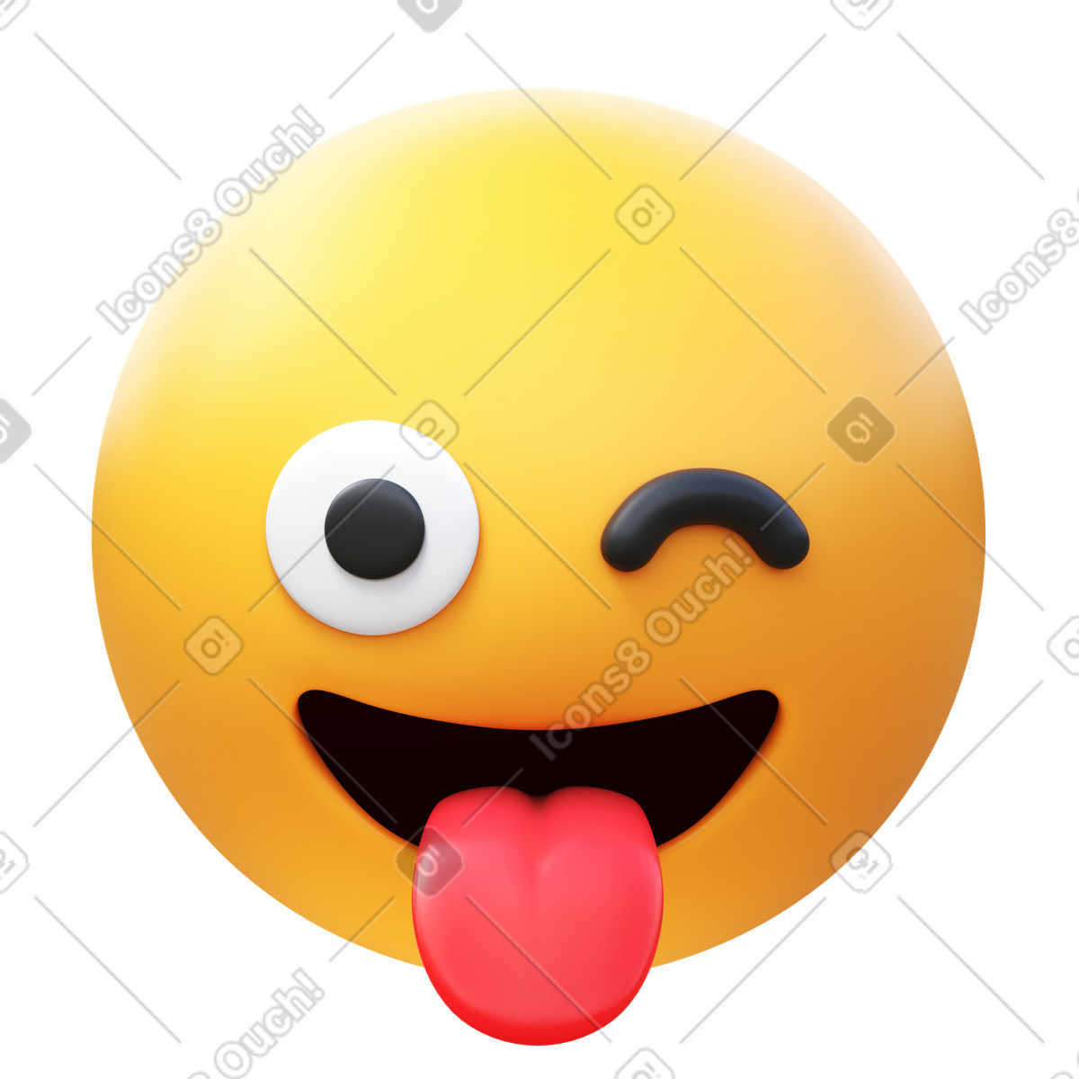 Ilustración Emoji de cara guiñando un ojo con lengua en estilo 3D Fluency a descargar en PNG y SVG