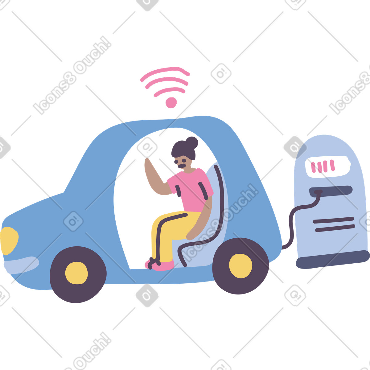 Veicolo elettrico illustrazione in stile Pluto scarica in PNG, SVG