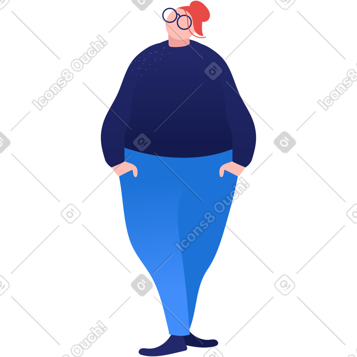 Ilustración Mujer gorda de pie en estilo Clip a descargar en PNG y SVG