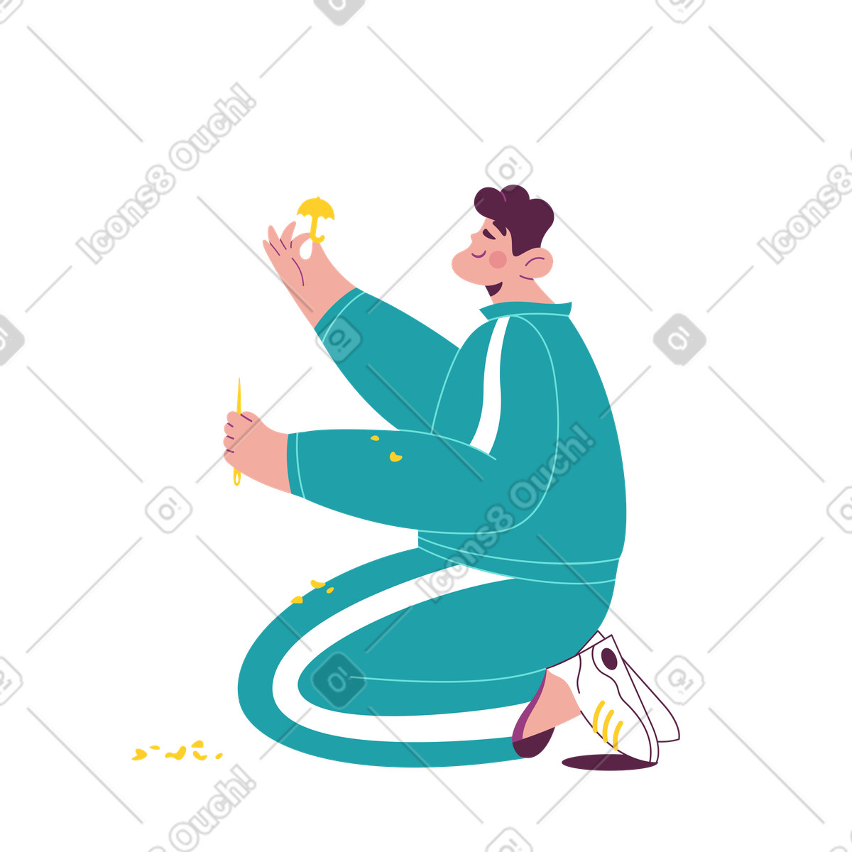 Анимированная иллюстрация Dalgona candy challenge, Leisure and victory в стиле Sammy — скачать в форматах GIF, Lottie (JSON), AE