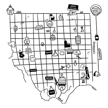 A detailed map of Manhattan with outlined districts and labeled streets. Various icons represent popular hotels and accommodations scattered across the map, each marked with "Hotel" or "Accommodation" tags. Some sections of the map highlight parks and landmarks, providing a context for the locations. The overall layout of the map features a clear grid pattern, giving a sense of organization and navigation.