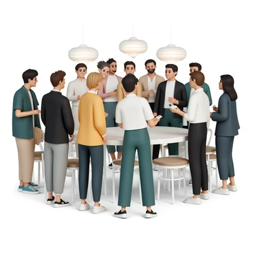 A group of professionals in business attire engaged in conversation at a networking event. Several individuals are standing in clusters, with some people smiling and gesturing as they share ideas. A diverse mix of men and women is present, showcasing a variety of hair colors and styles. Some attendees are holding business cards in their hands, while others are exchanging them. The setting features a sophisticated ambiance, with elegant tables and soft lighting in the background, enhancing the atmosphere of collaboration.