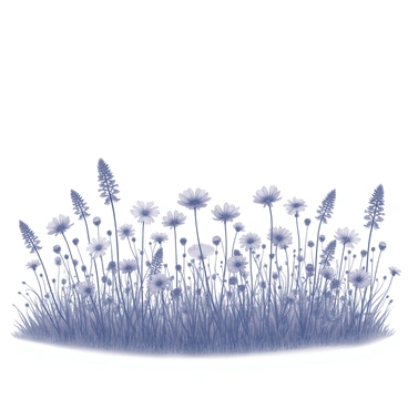A wide field filled with a variety of flowers in full bloom. The flowers are tall and vibrant, gently swaying under the influence of a light breeze. The scene captures the lively motion of the flowers, with petals fluttering slightly. The sky appears expansive overhead, providing a sense of openness and space around the field.