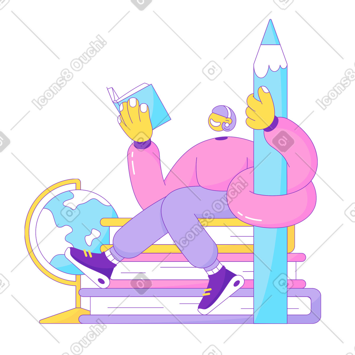 Girl with the book and globe illustration elastic education clipart vector images