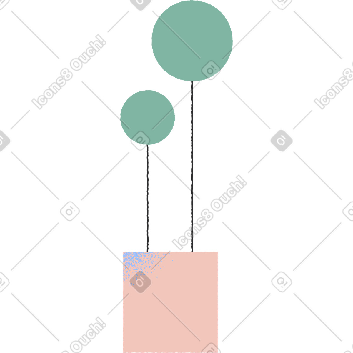 Ilustração de Flores redondas no vaso em estilo Pablo para baixar em PNG, SVG