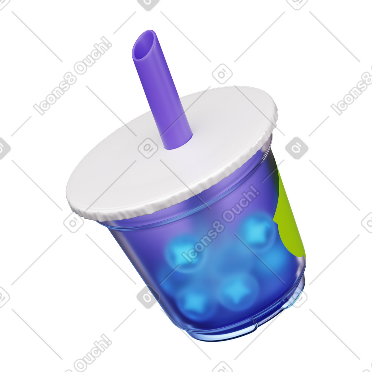 Boba tea with ai spheres animierte Illustration im 3D Stickle-Stil als Download in GIF, Lottie (JSON), AE