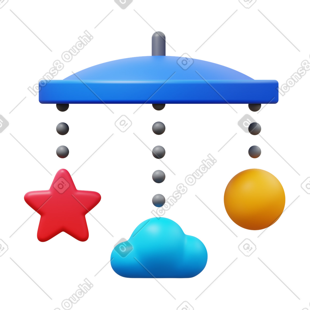 Ilustración Baby mobile en estilo 3D Fluency a descargar en PNG y SVG