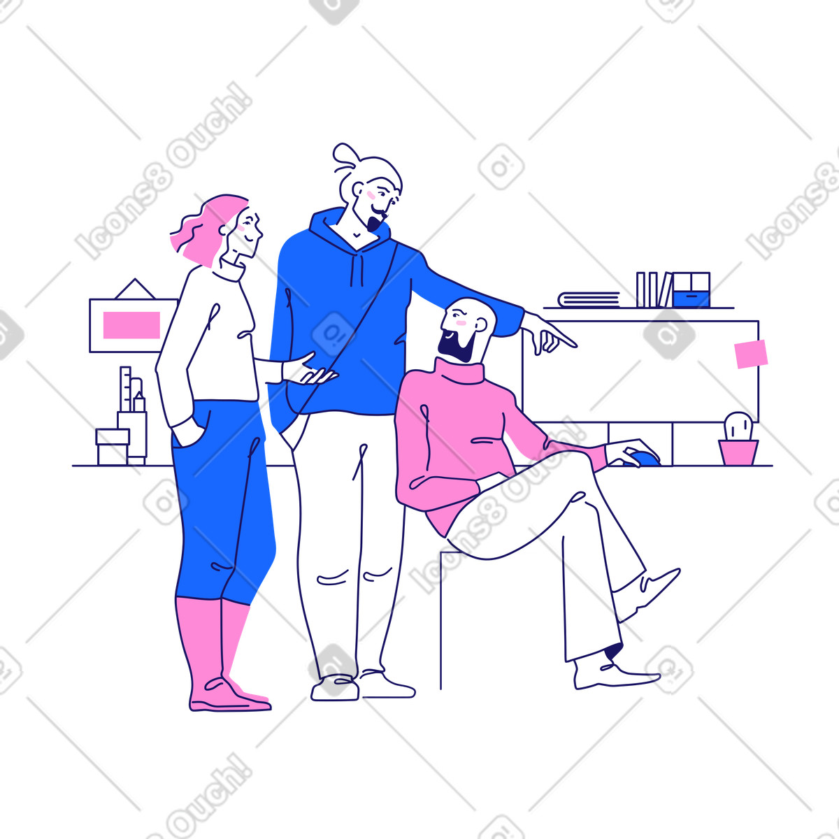 Collaboratori che collaborano a un progetto illustrazione in stile Matey scarica in PNG, SVG