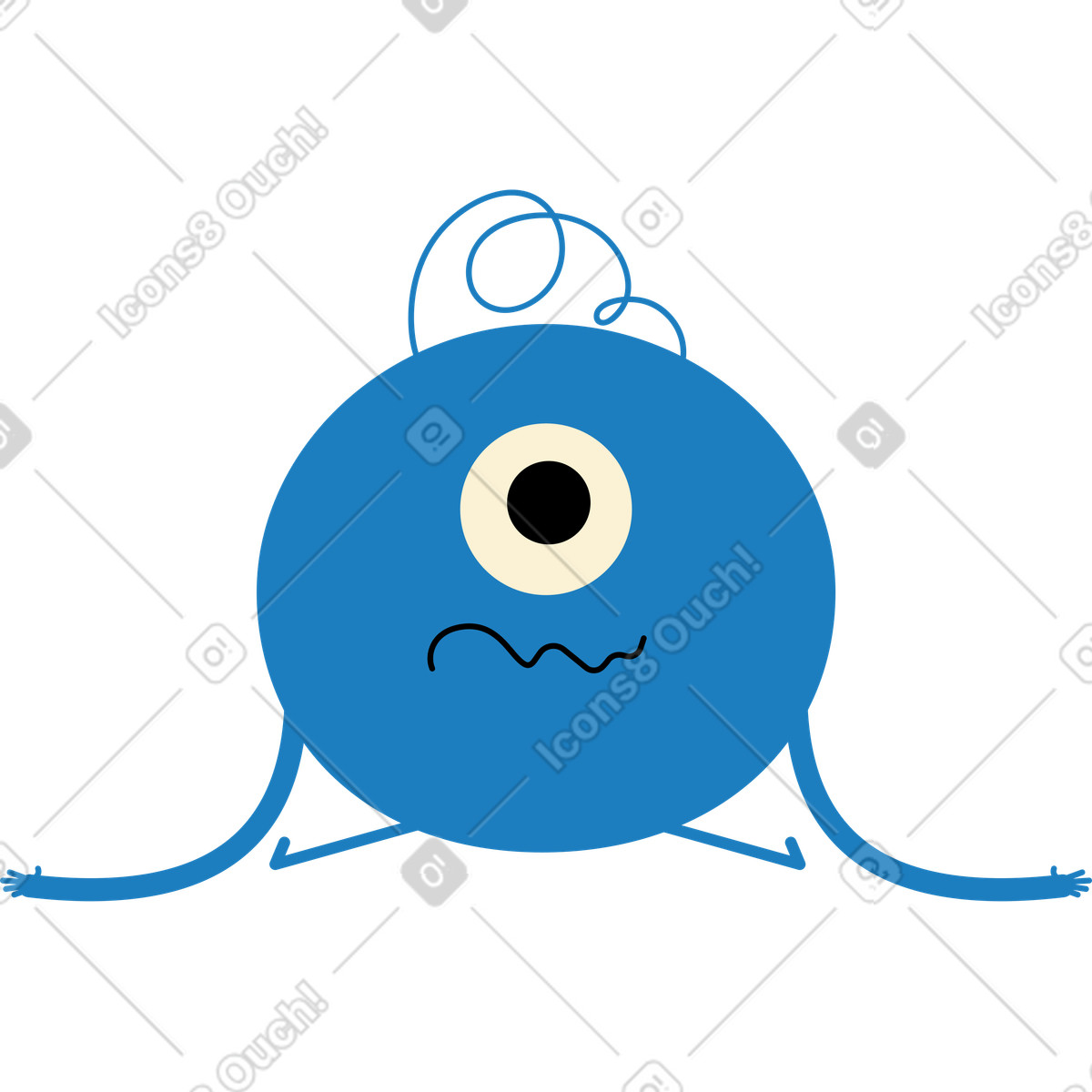 Jelly 스타일의 슬픈 파란색 캐릭터 일러스트레이션 PNG, SVG 다운로드