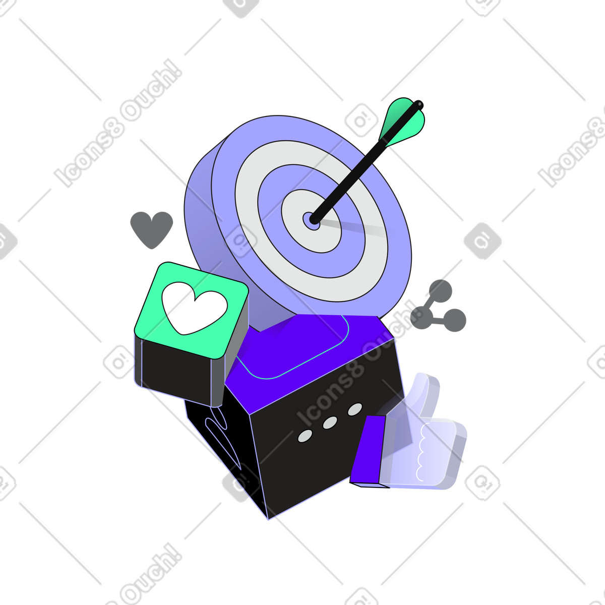 Ilustração de Marketing mídia social ou smm em no estilo Incut para baixar em PNG, SVG
