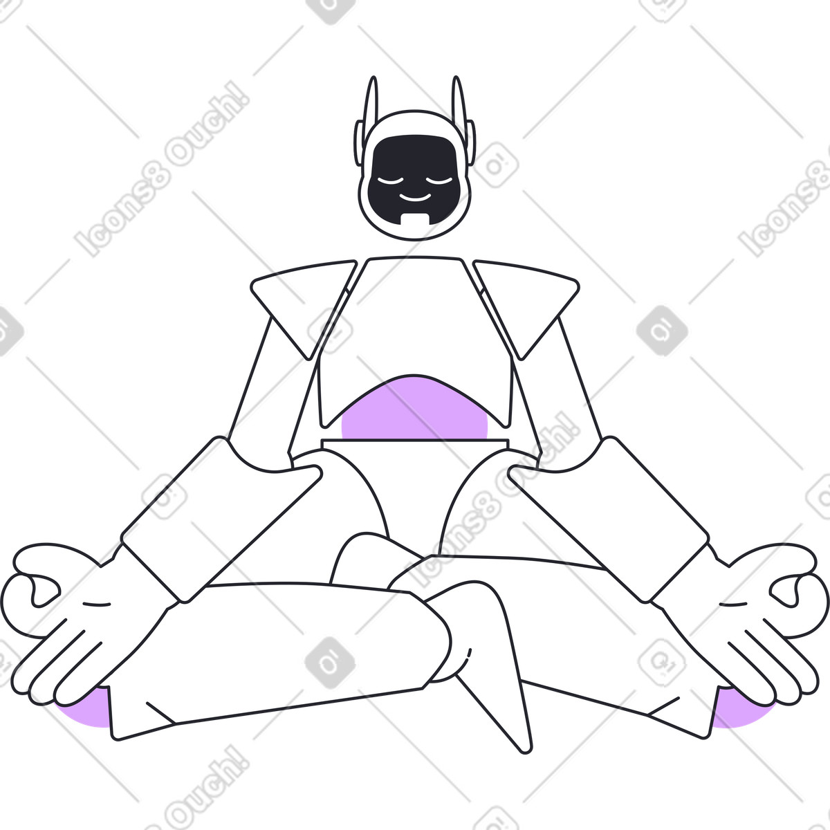 Meditierender roboter-Illustration im Grapy-Stil als Download in PNG, SVG