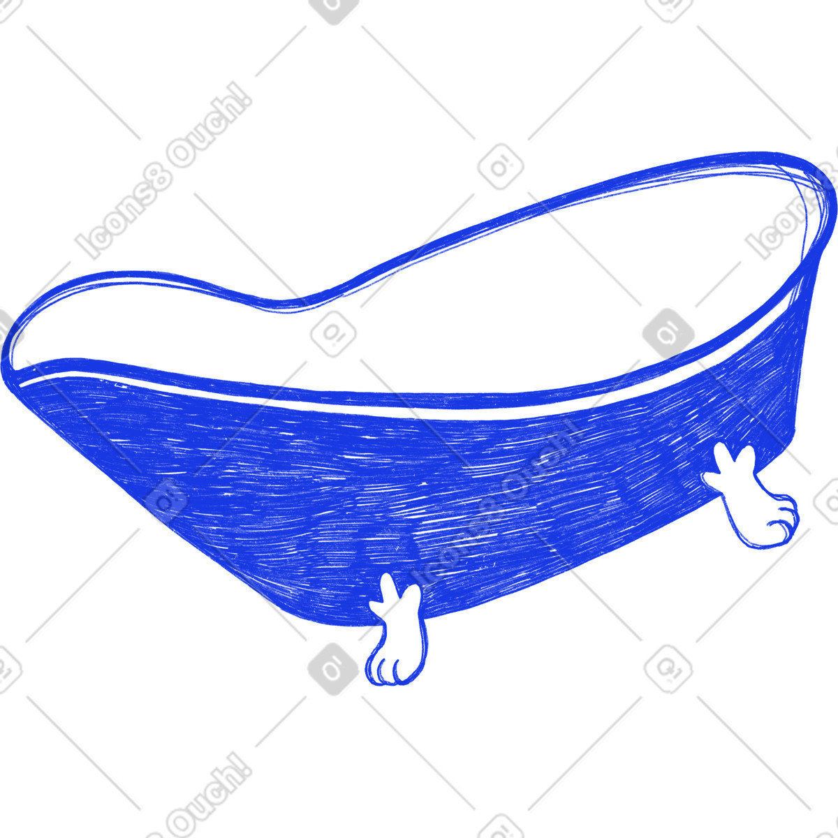 Blue bathtub illustration in Biro style download in PNG, SVG