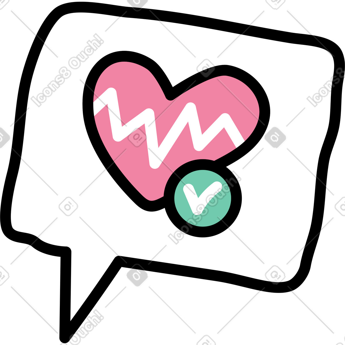 Ilustração de Balão fala com coração e ritmo em no estilo Notes para baixar em PNG, SVG