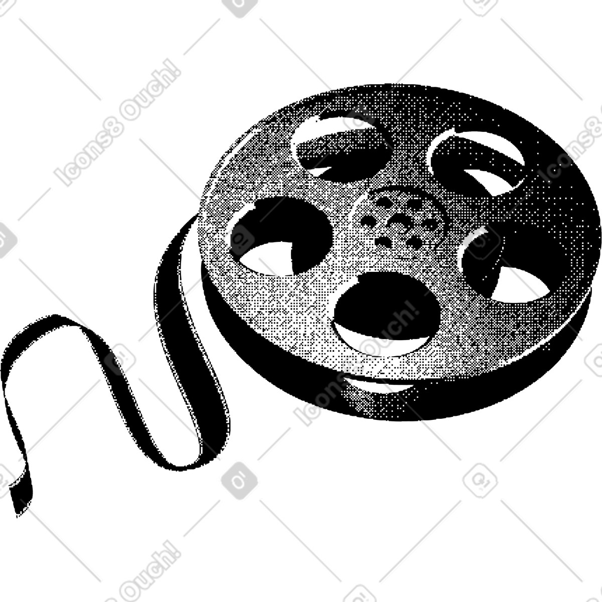 Bitmap スタイルの Film reel のイラストをPNG、SVG形式でダウンロード