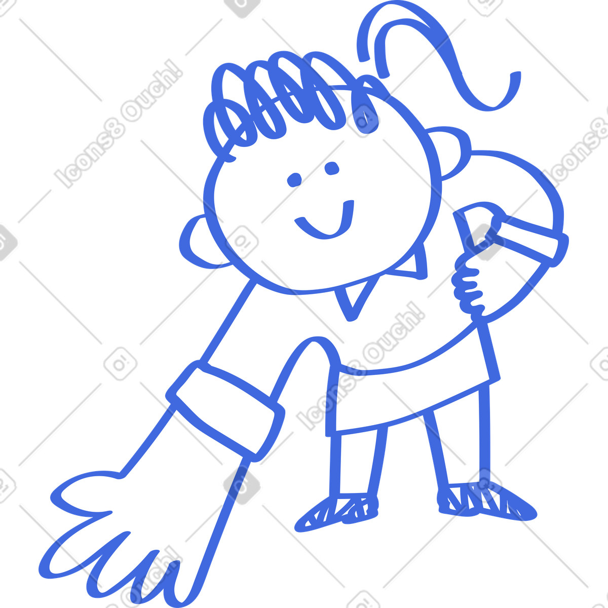 Ilustração de Person reaching forward with oversized hand and happy smile em no estilo Ballpoint Pen para baixar em PNG, SVG