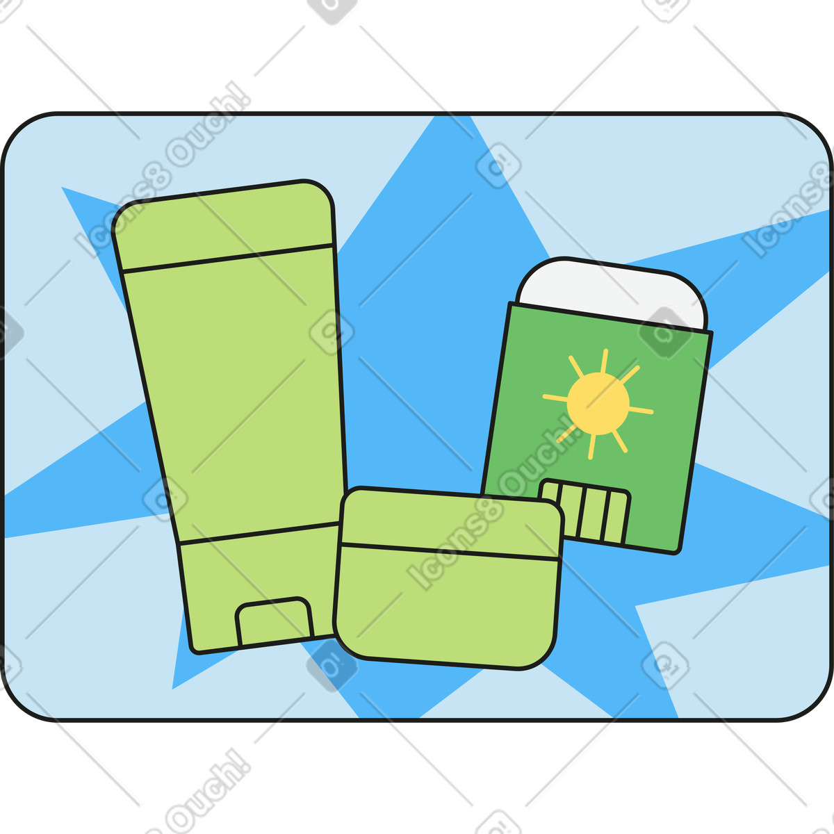 New cosmetic products illustration in Kindy style download in PNG, SVG
