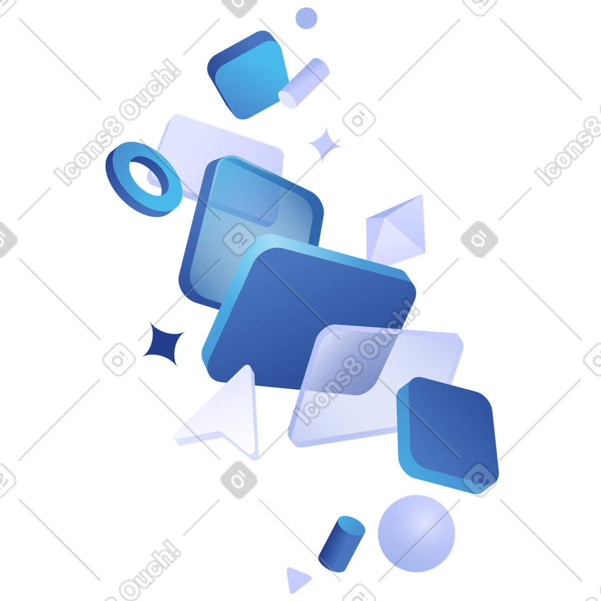 Flusso di dati, trasformazione digitale, forme geometriche astratte in movimento illustrazione stile Quantum scarica PNG, SVG