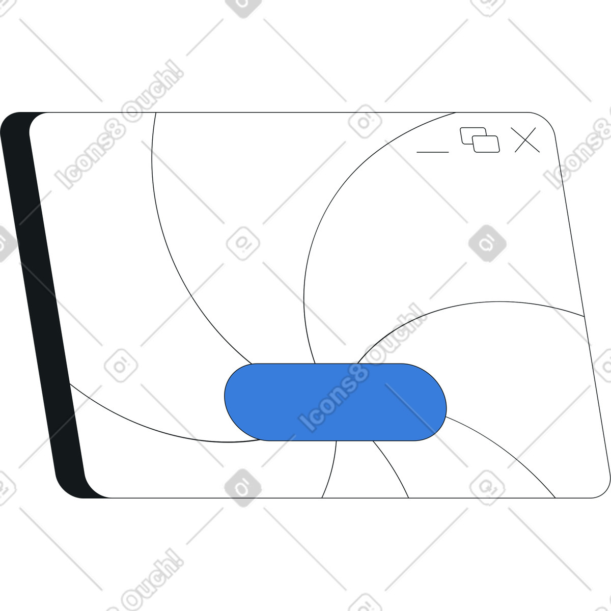 Browser window with button illustration in Midnight style download in PNG, SVG