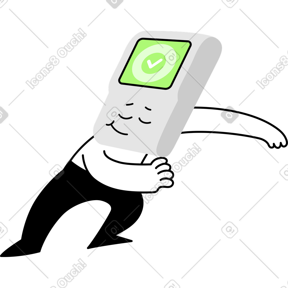 Ilustración Personaje con cabeza terminal en estilo Giggle a descargar en PNG y SVG