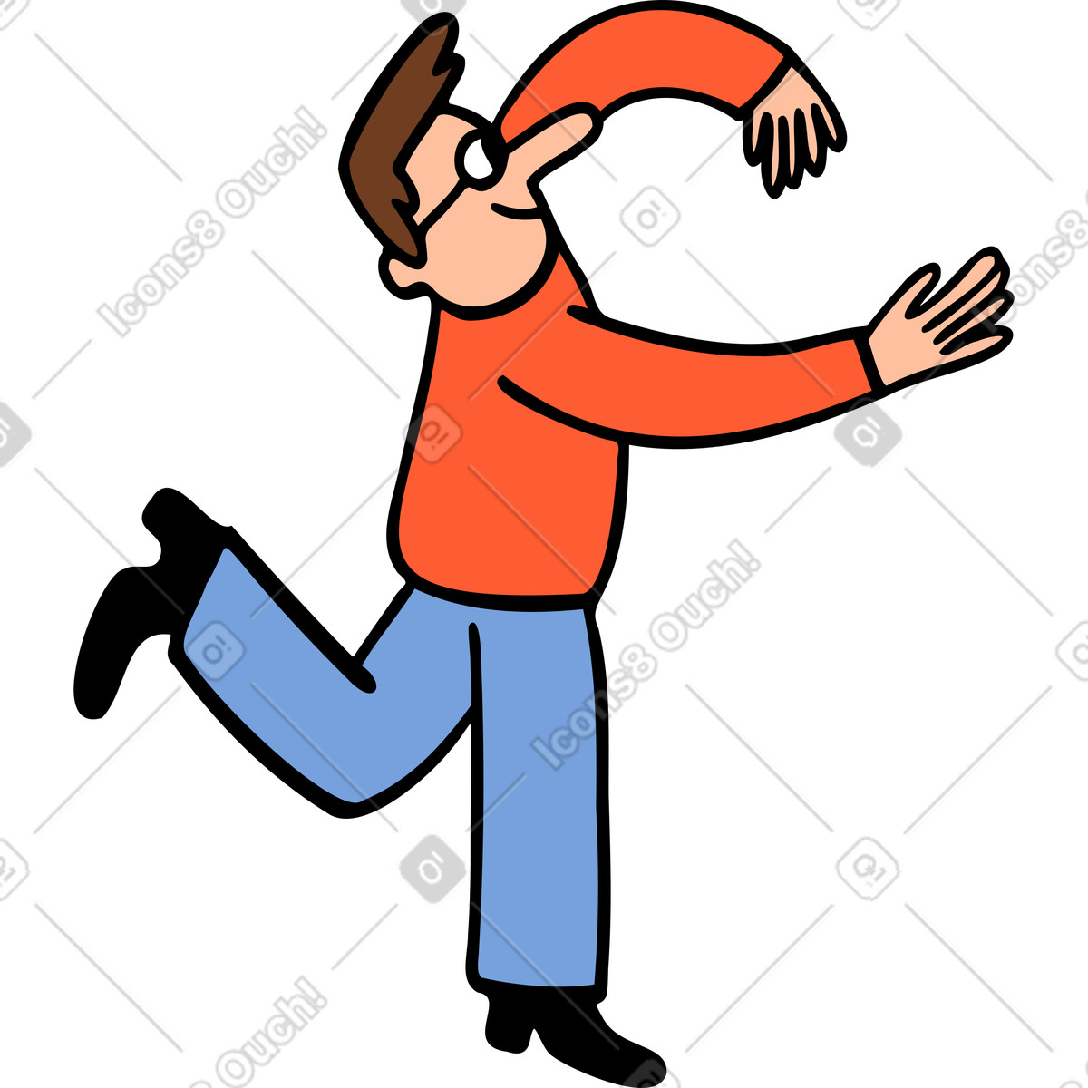 Man standing on his toes illustration in Comic style download in PNG, SVG