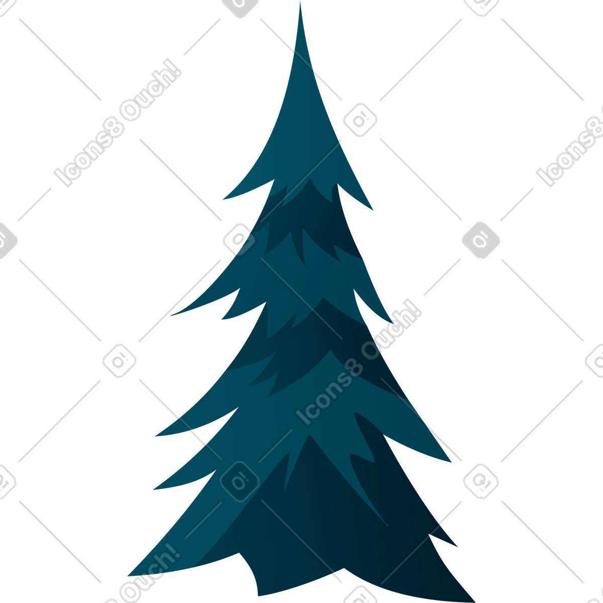 Blue fluffy spruce illustration in Vivid style download in PNG, SVG