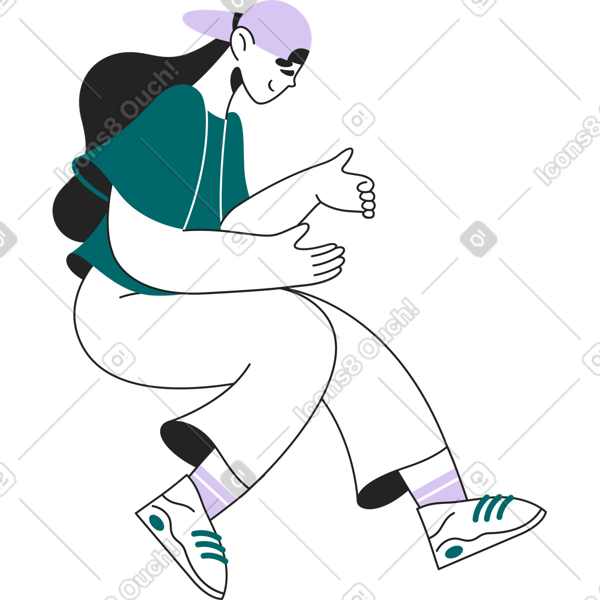 Ilustración Niña escultora en estilo Sammy Line a descargar en PNG y SVG