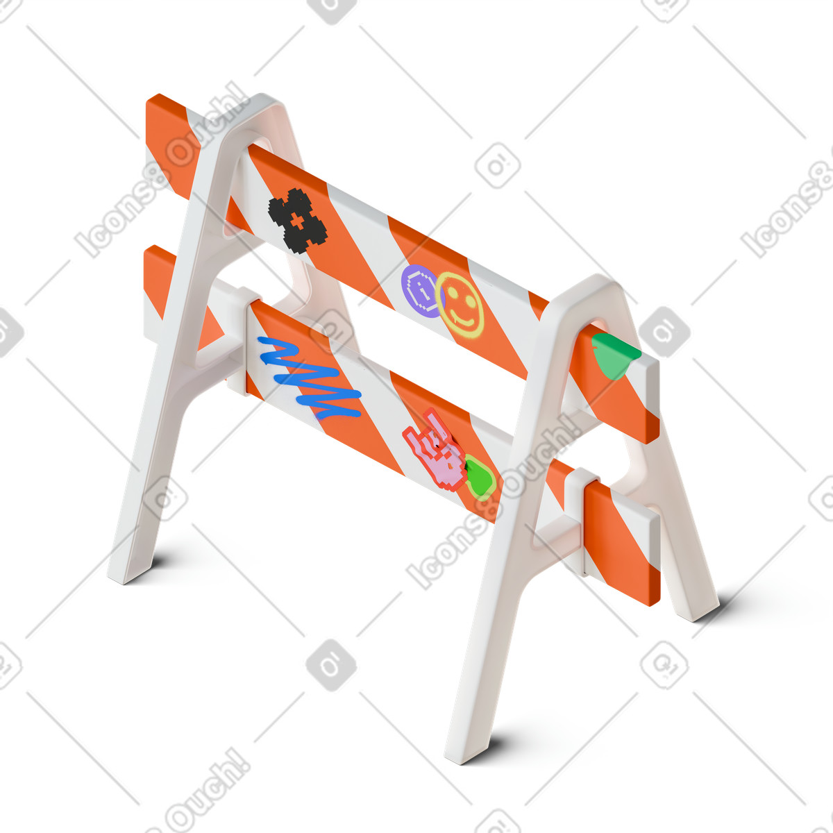 Road closed barricade illustration in 3D Stickle style download in PNG, SVG