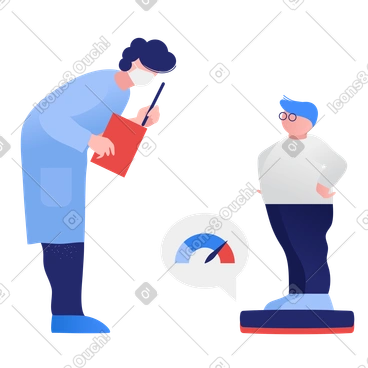 Menino acima do peso fazendo um check-up médico PNG, SVG