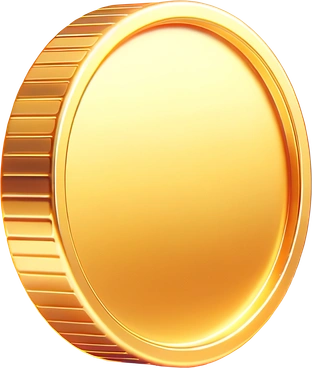 A shiny gold coin with a ridged edge - 3D Mini style illustration