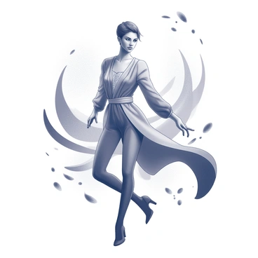 An abstract blend of brush strokes with splashes of color representing a fashion figure