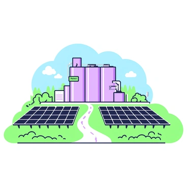 A water treatment facility powered by a field of solar panels