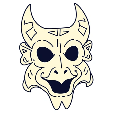 An intricate tribal mask made from carved bones