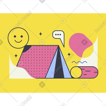 Camping animated illustration in GIF, Lottie (JSON), AE