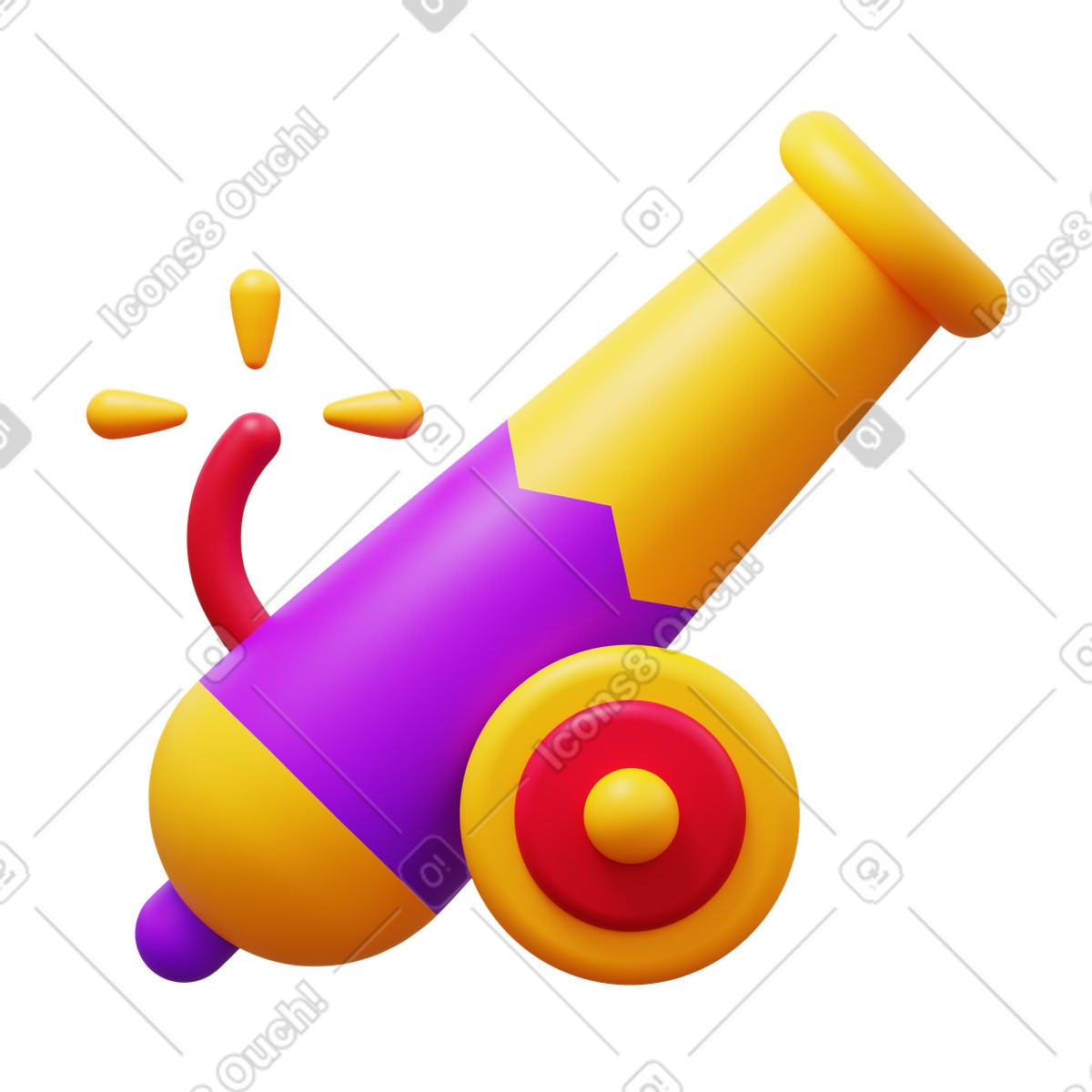 Circus cannon illustrazione in stile 3D Fluency scarica in PNG, SVG