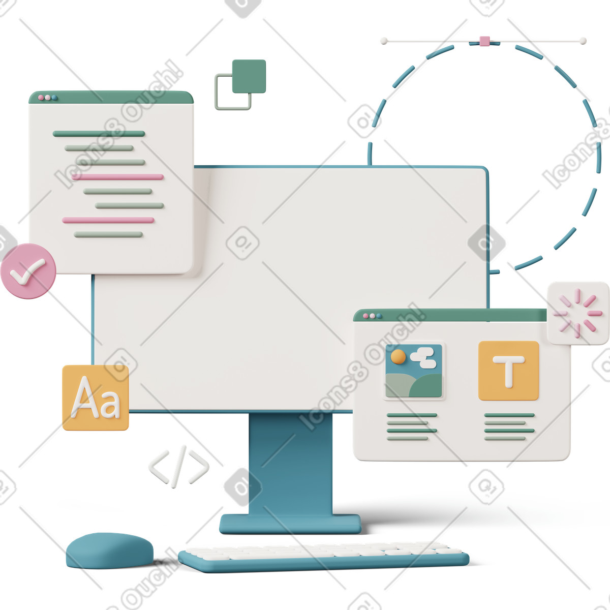 Text program on computer screen illustration in PNG, SVG