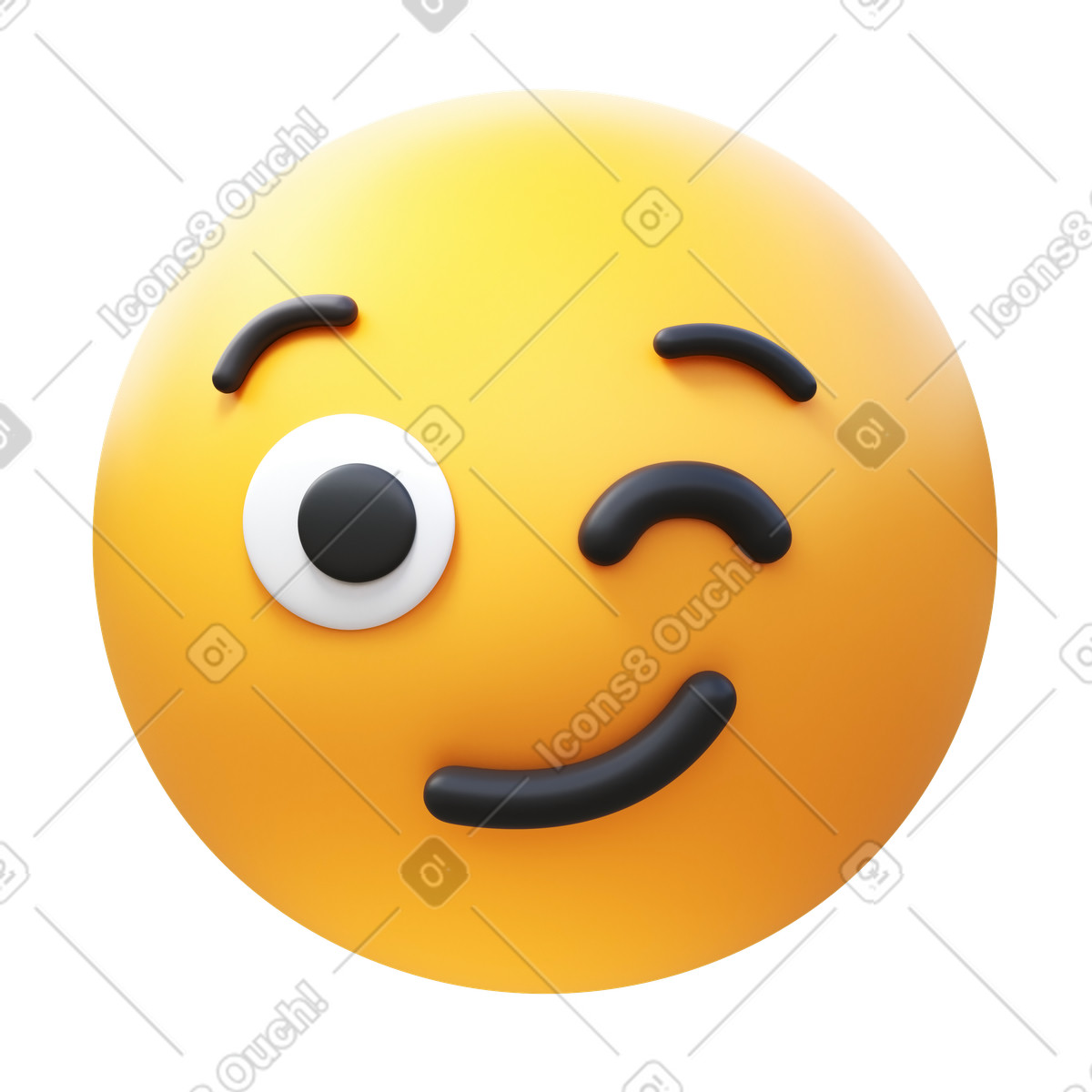 下载 3D Fluency 风格的 眨眼表情符号 插画，支持 PNG、SVG 格式