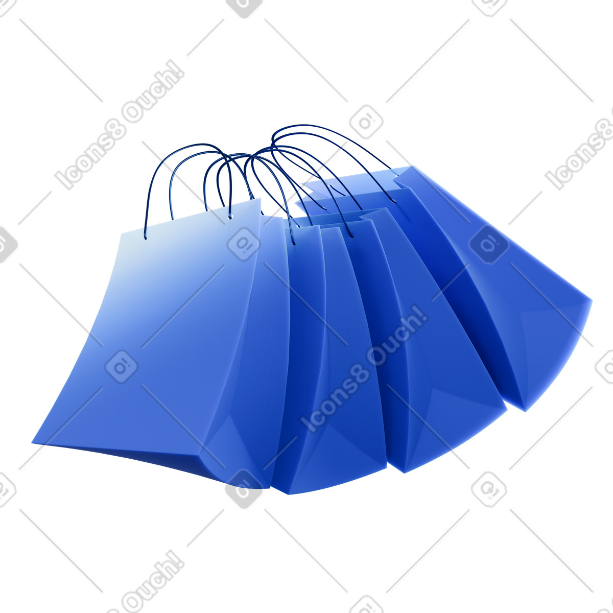 Shopping bags illustration in 3D Blueprint style download in PNG, SVG