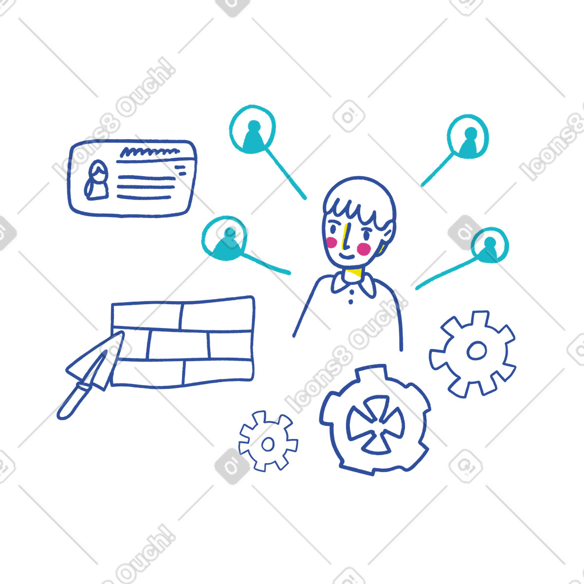 Man building a successful company structure illustration in PNG, SVG
