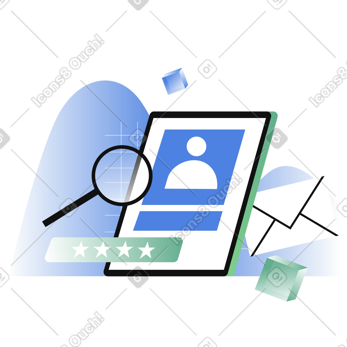 Process of finding applicants and recruitment animated illustration in GIF, Lottie (JSON), AE